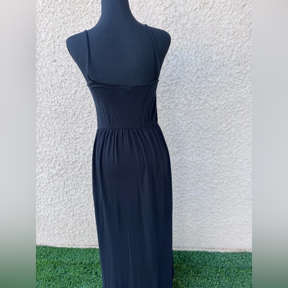 H&M Divided Black Maxi Dress Spaghetti Strap Elastic Waist Flowy Sz S GREAT - Picture 6 of 16